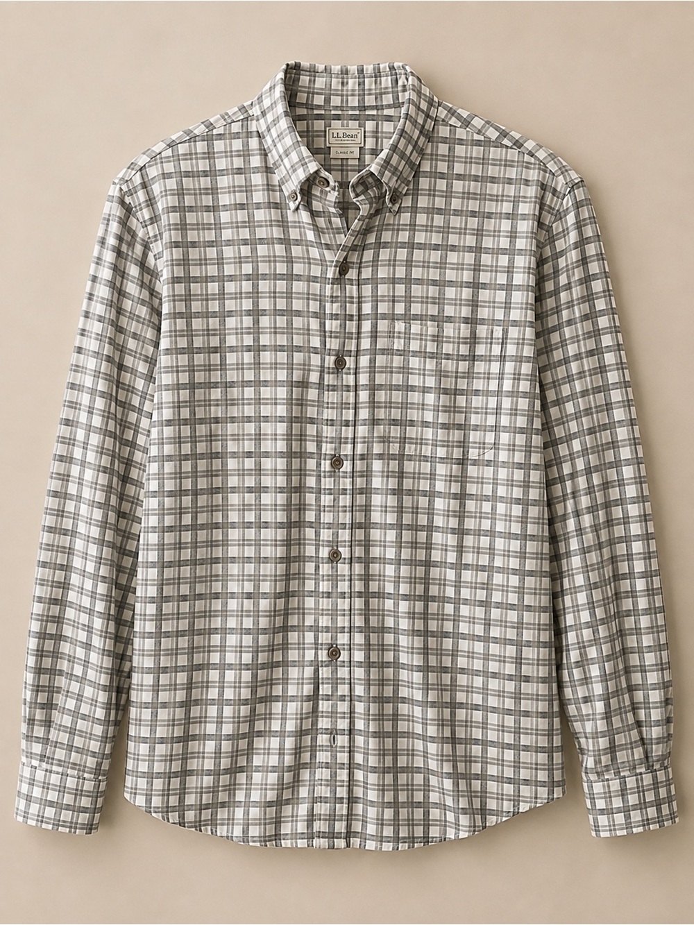 American Eagle Outfitters Men’s White and Gray Plaid Flannel Button-Down Shirt